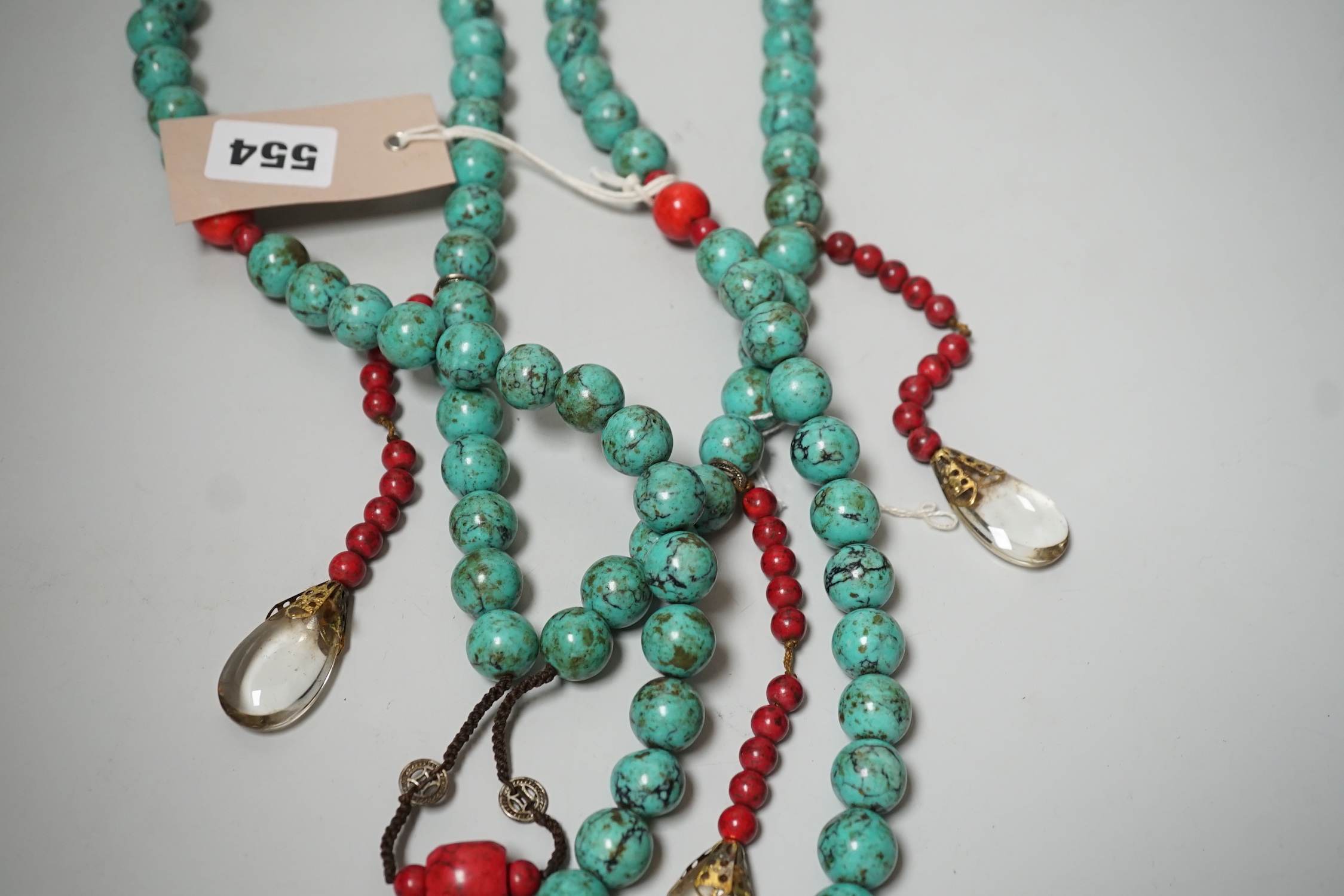 A Chinese turquoise beads court style necklace